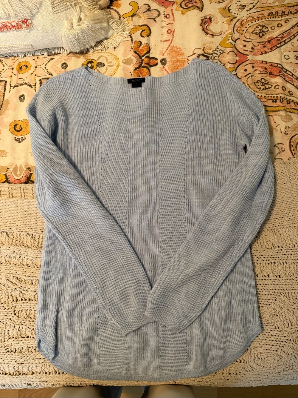 Ann Taylor Pale Blue Ribbed Crewneck Sweater